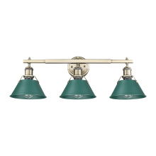 Golden 3306-BA3 AB-GN - Yep by Golden Lighting Orwell 3-light Vanity in Aged Brass and Pine Green shade